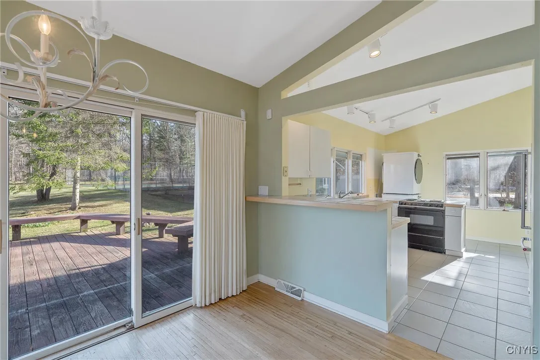 Kitchen and slider to deck