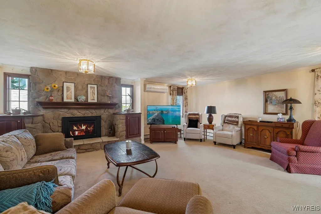 Enormous family room with gas fireplace and wetbar