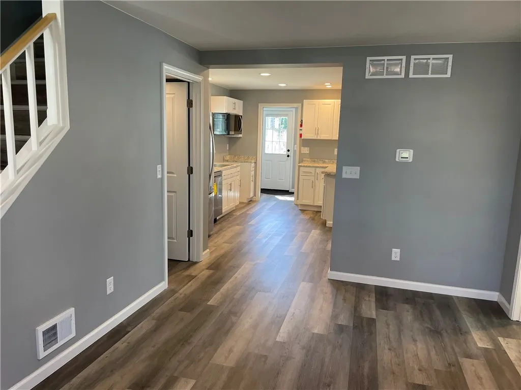 A view from the living room towards the kitchen.
