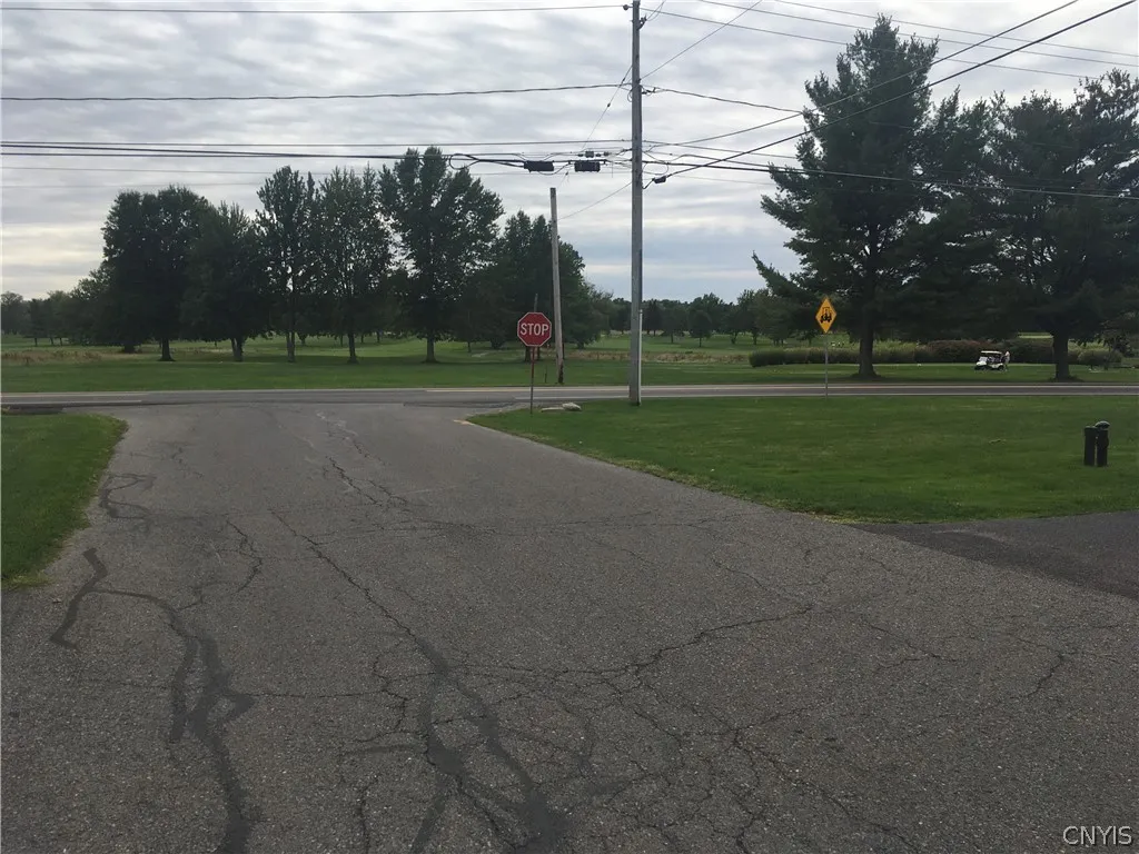 A view looking south at the street- golf course on Lake Shore