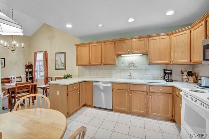 Kitchen with corian counters