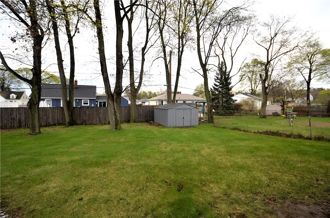 Fencing along perimeter of back yard