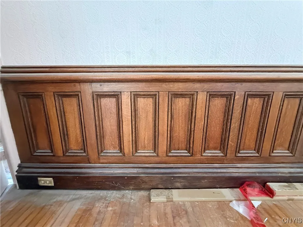detailed wood work in the dining room