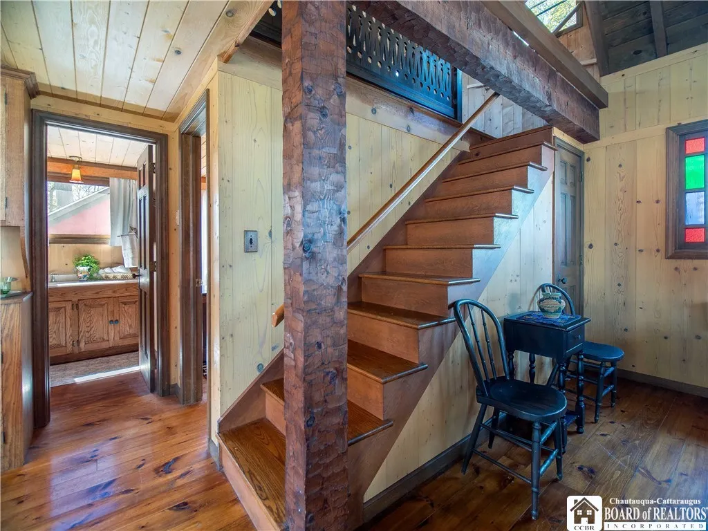 Steps leading to the loft bunk room.