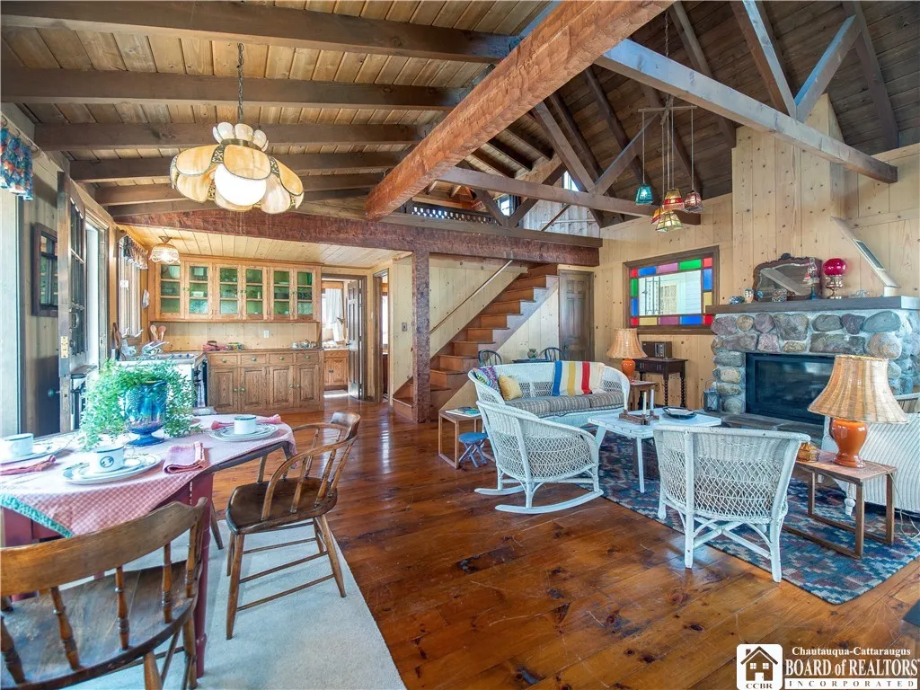 Natural woodwork abounds in this rustic inspired cottage.