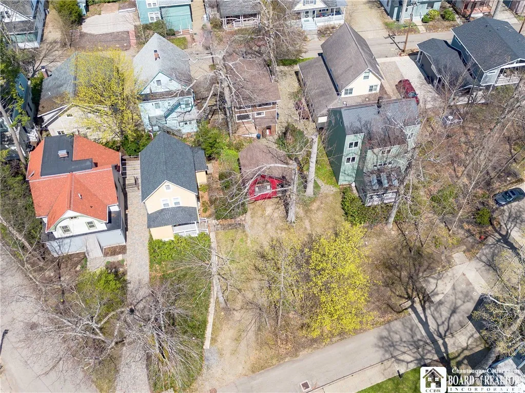 View from above. Morgan Way is in the bottom of the frame.