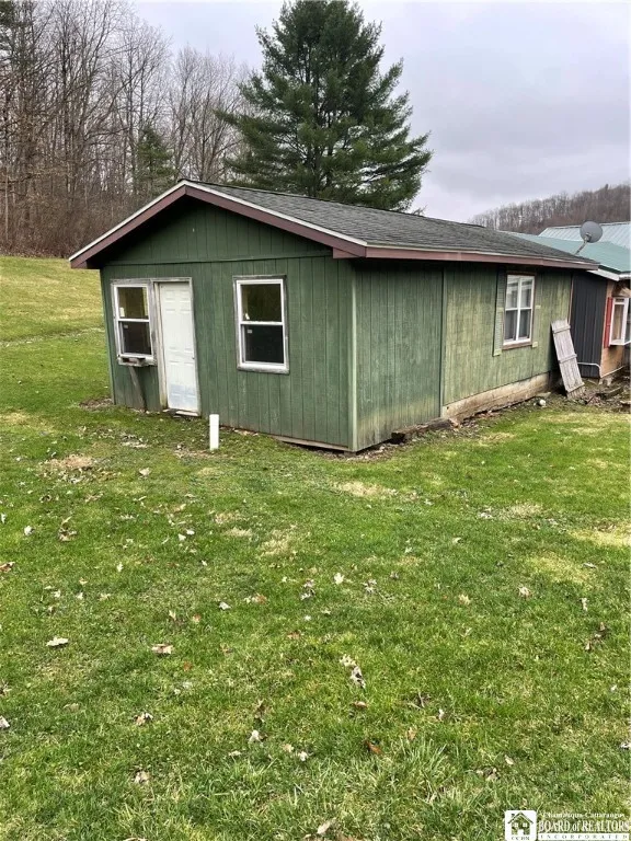 Storage building rear view