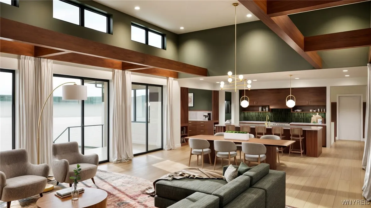 Main living space view from entry rendering