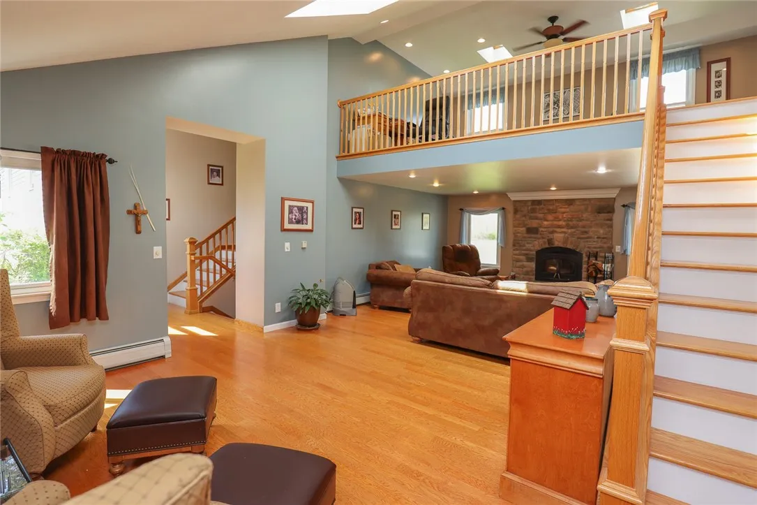 Living room with loft view