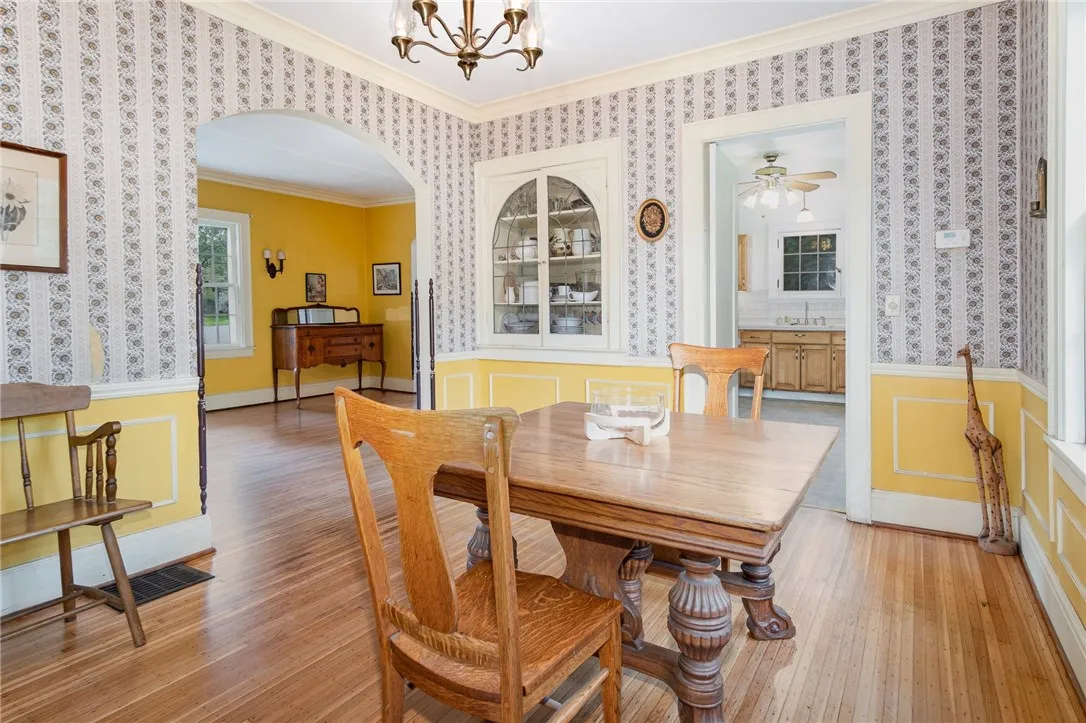 dining room with built in cabinet
