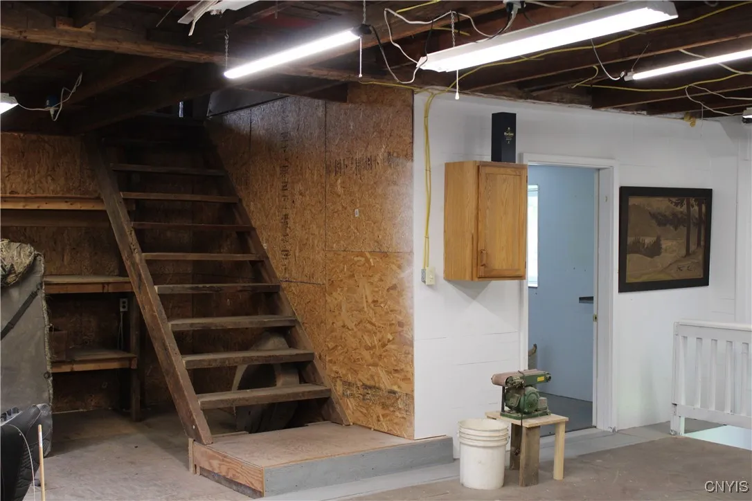 Stairs to full third floor attic of barn