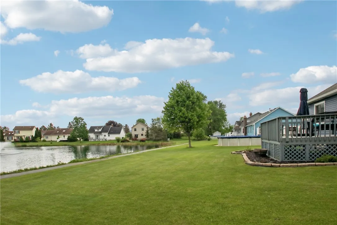 Rear and view of the pond and fountain
