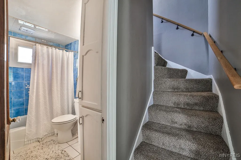 First floor bath leading to second floor