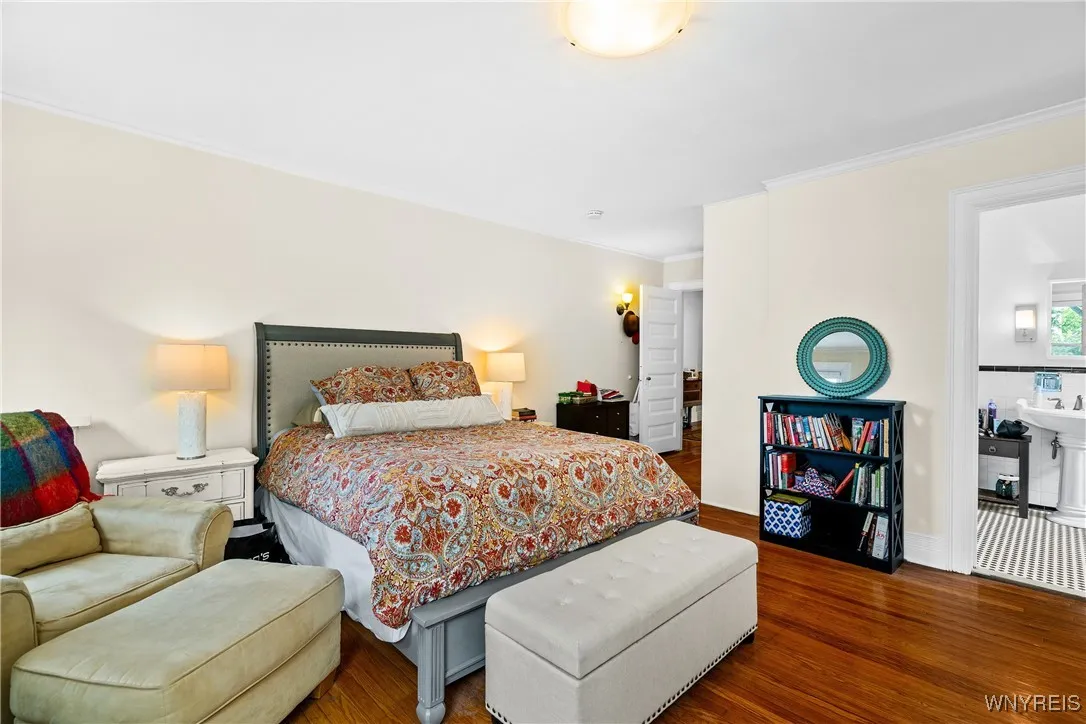Second floor apartment primary bedroom with ensuite
