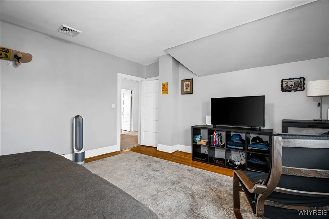 Third floor apartment primary bedroom
