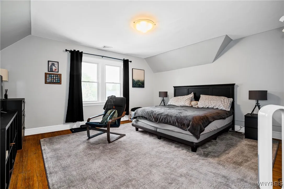 Third floor apartment primary bedroom