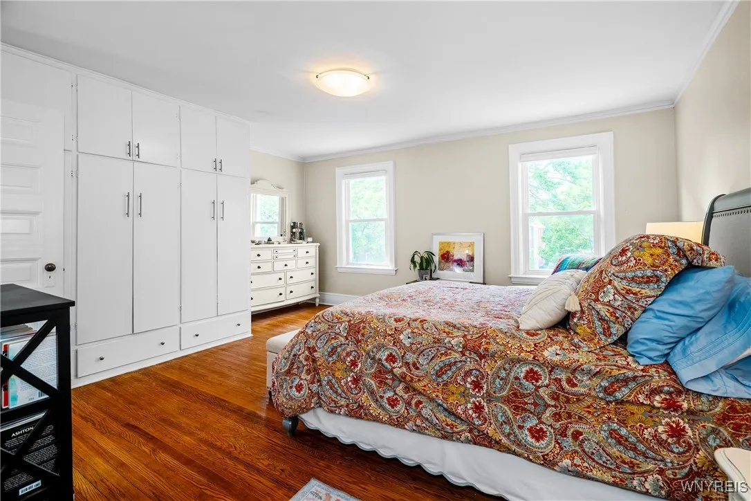 Second floor apartment primary bedroom with ensuite