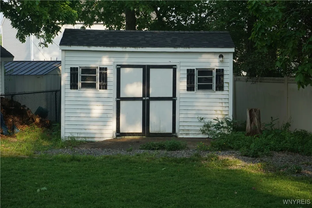 Shed has electrical hooked up.