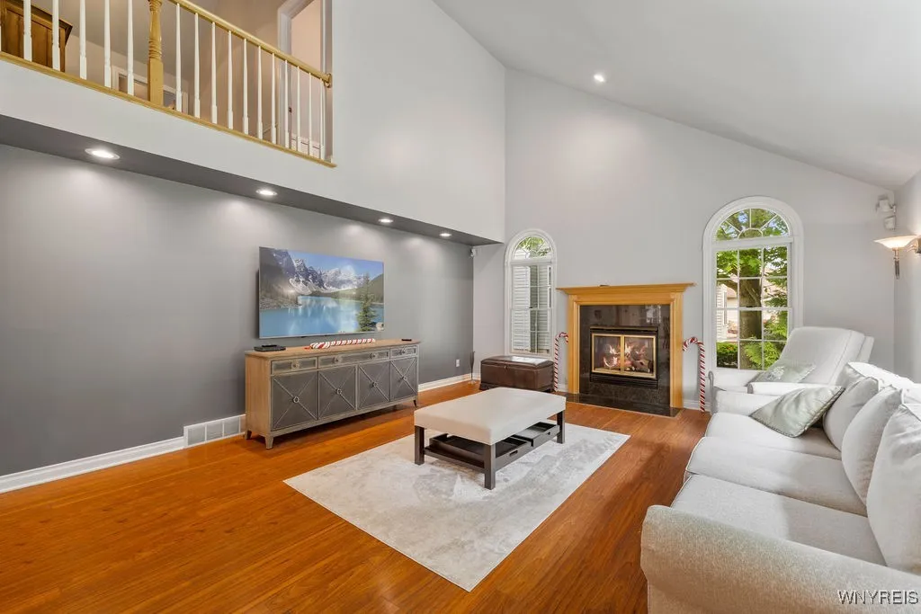 Family room with cathedral ceilings