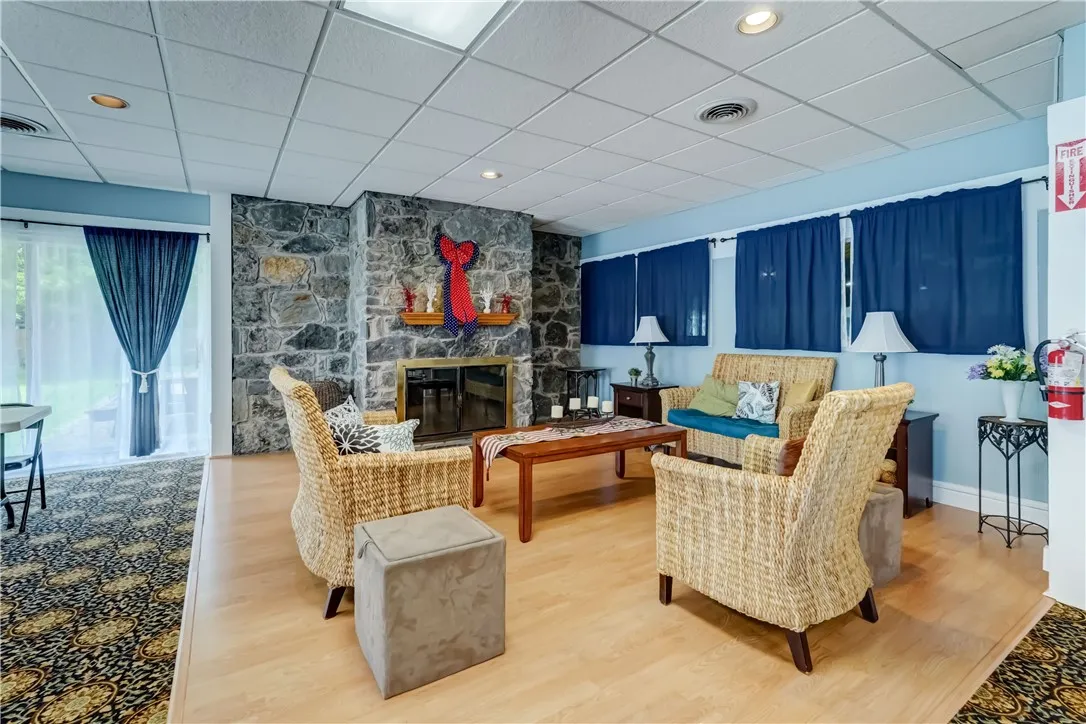 Gather around the cozy fireplace in clubhouse