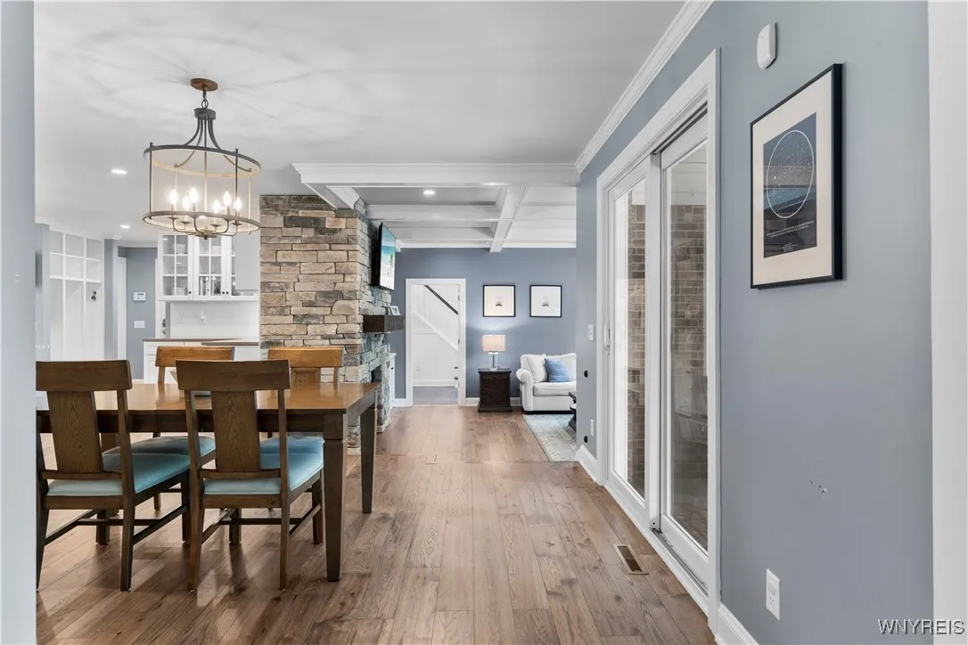 Dining area with sliding doors to the yard