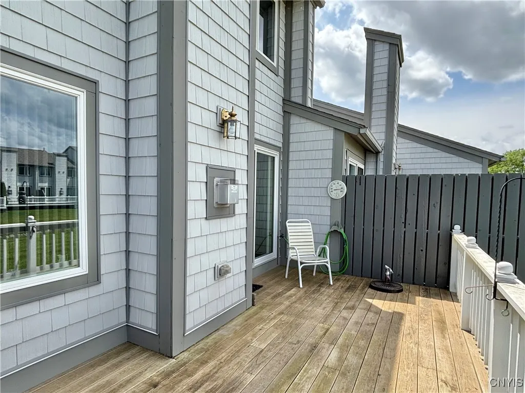 Deck.  Siding is vinyl.
