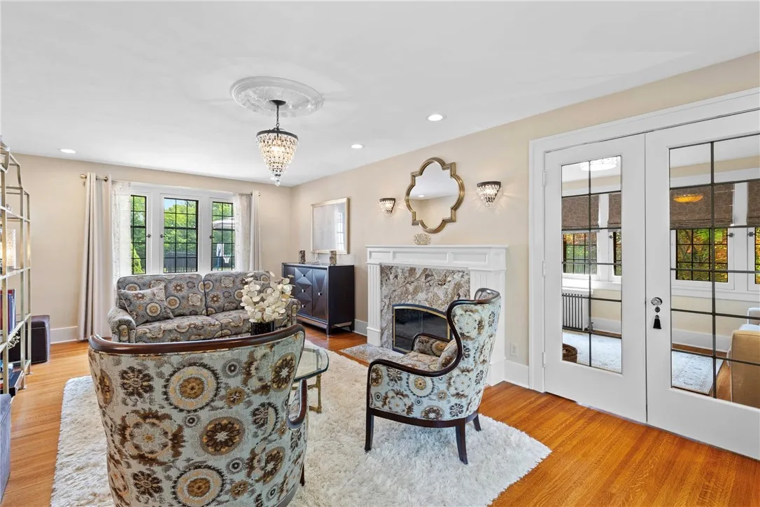 French doors lead into the den/office.