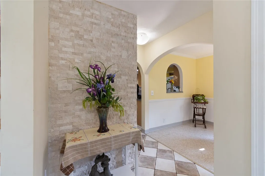 The entryway - NEW STONE WALL!