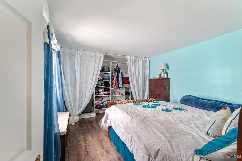 Full wall length closet with