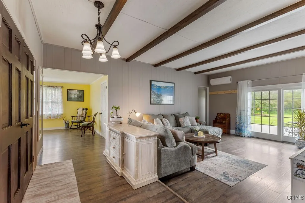 From the kitchen you can see into the living area and across to the formal dining room