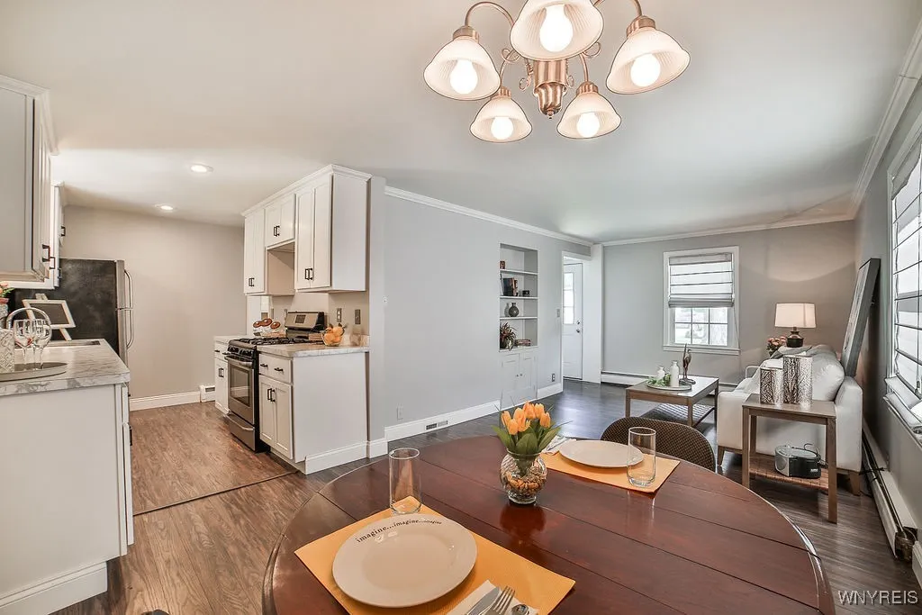 Standing at the entry of the family/great room,you can see the kitchen, dining and living room.