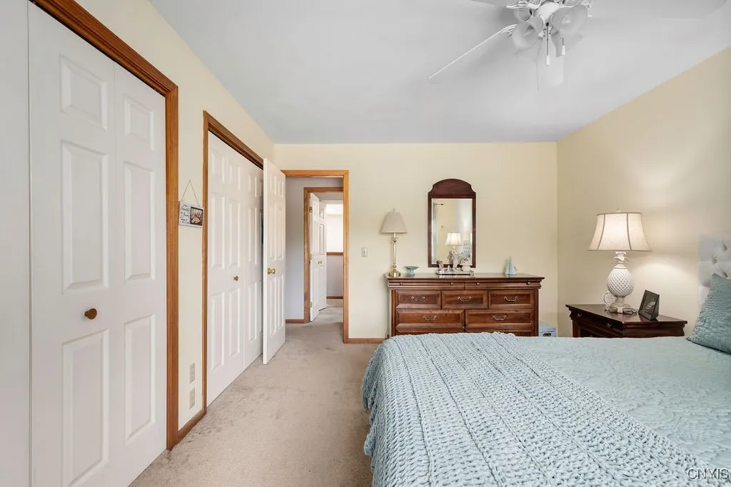 Double closets in primary bedroom.