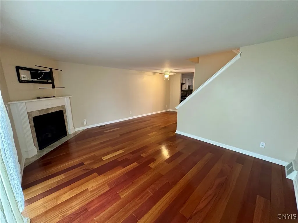 Living room with Brazilian cherry floors floors