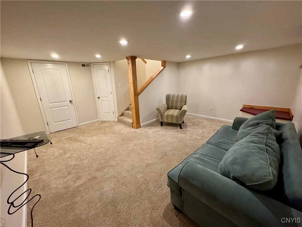 Finished family room in basement