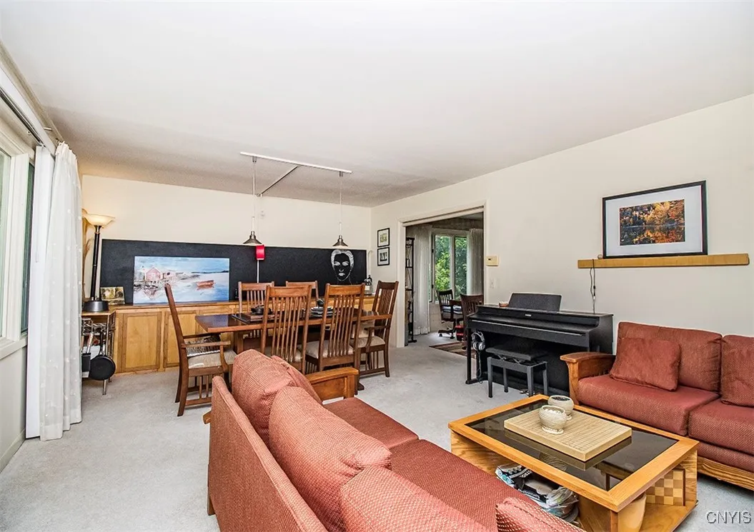 Huge living room opens to dining room