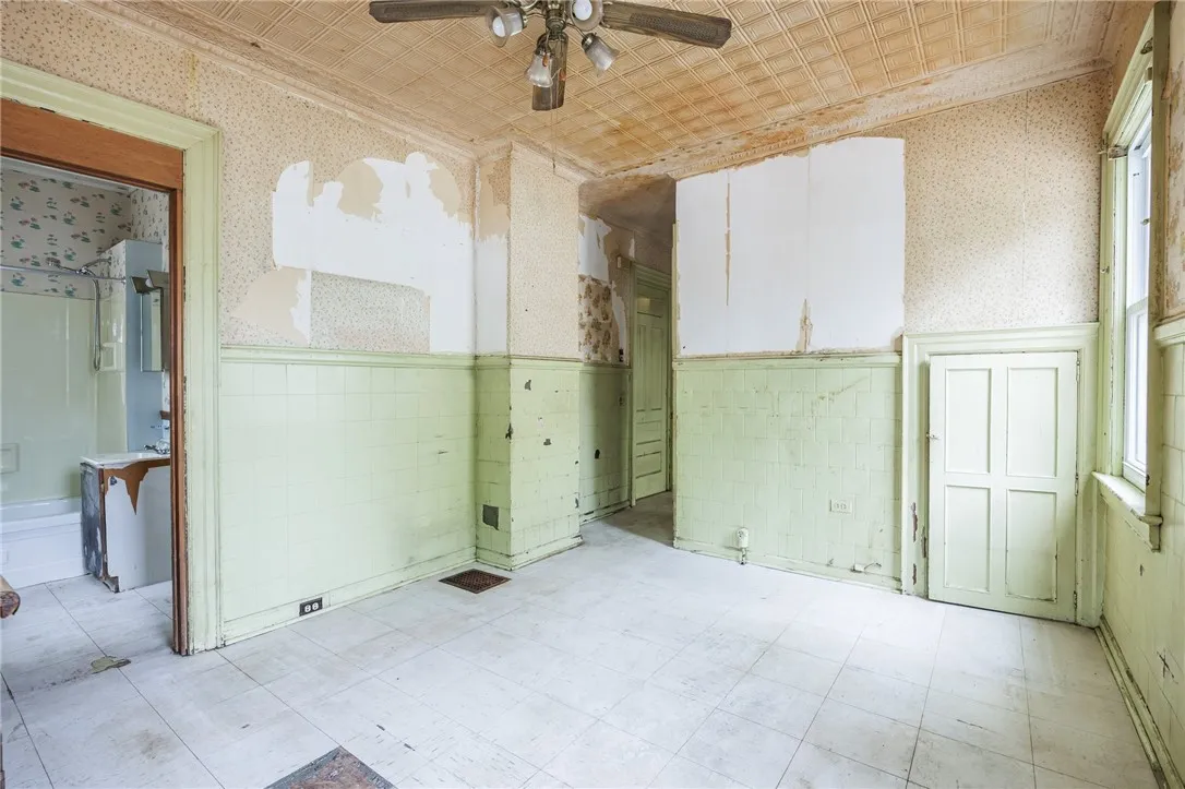 Kitchen with entry to 1st floor bathroom