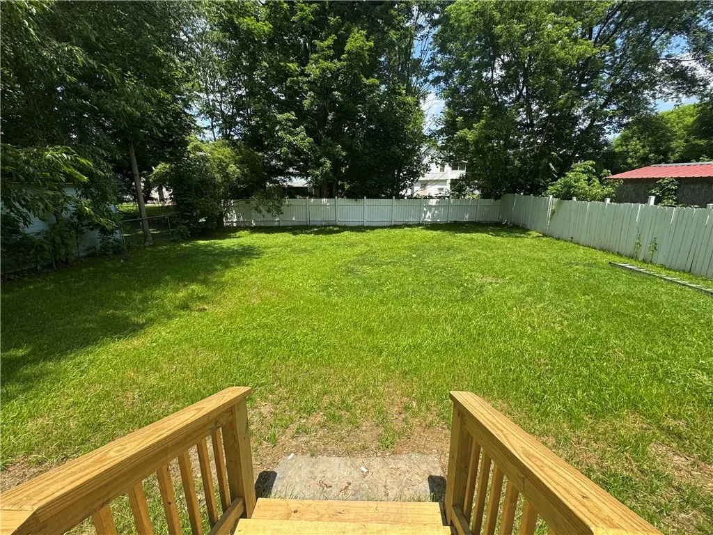 Mostly fenced rear yard