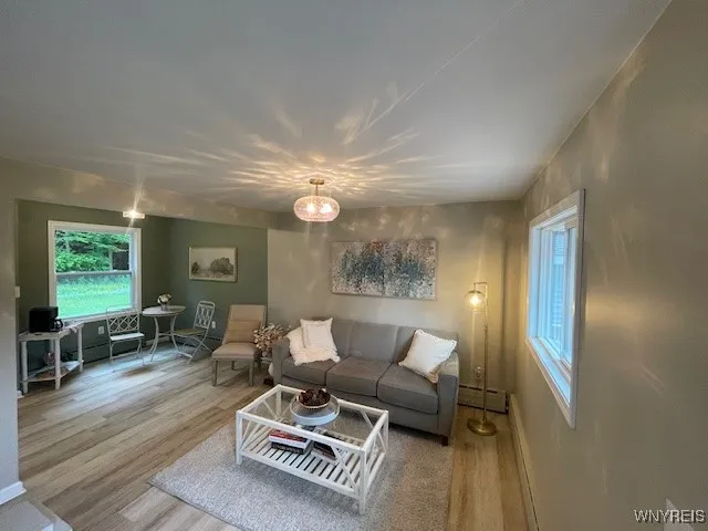 Living room open to the kitchen