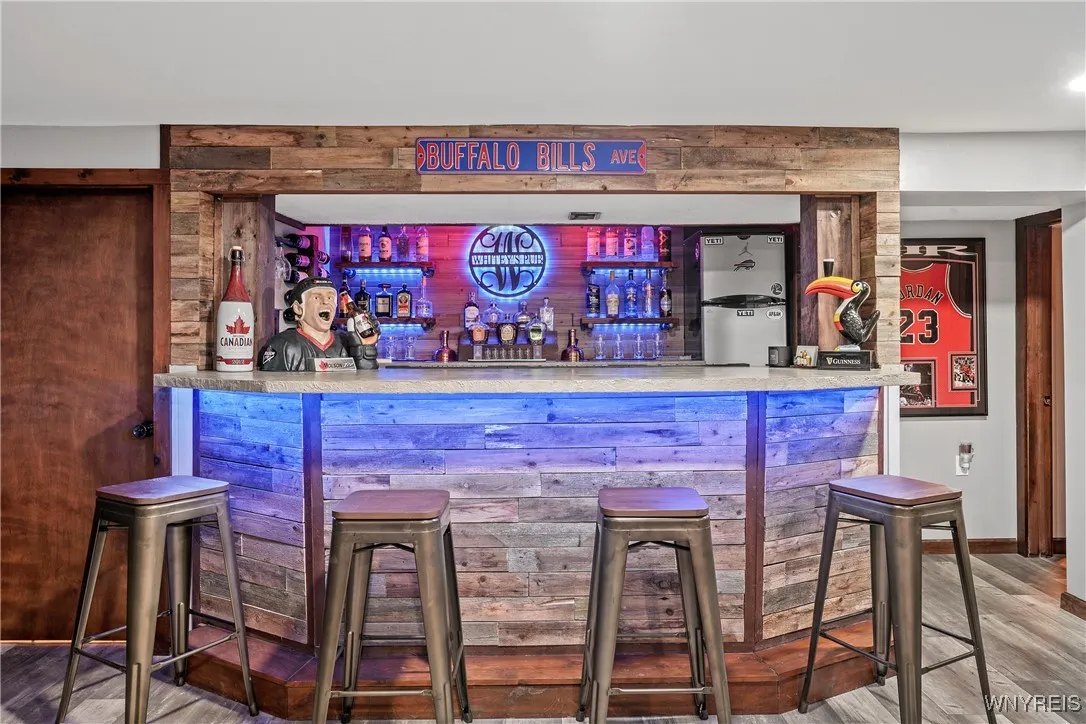 Basement Bar with Concrete Counter Tops