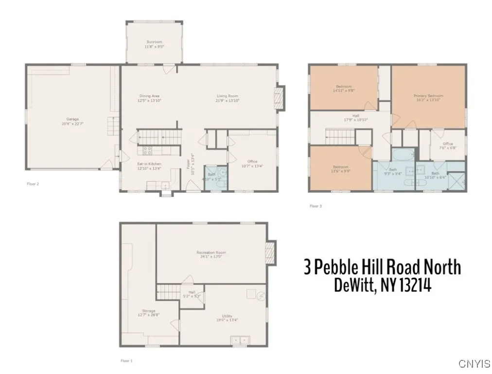 As seen on this floor plan rendering, the basement level also offers lots of unfinished space in the utility/laundry and storage areas noted on the 'Floor 1' image.