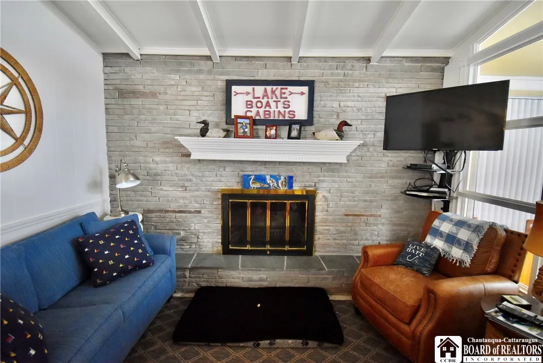 Family area with working fireplace