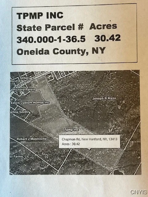 Chapman Road, New Hartford, New York 13413, New Hartford, New York 13413, ,Land,For Sale,Chapman Road, New Hartford, New York 13413,S1619699
