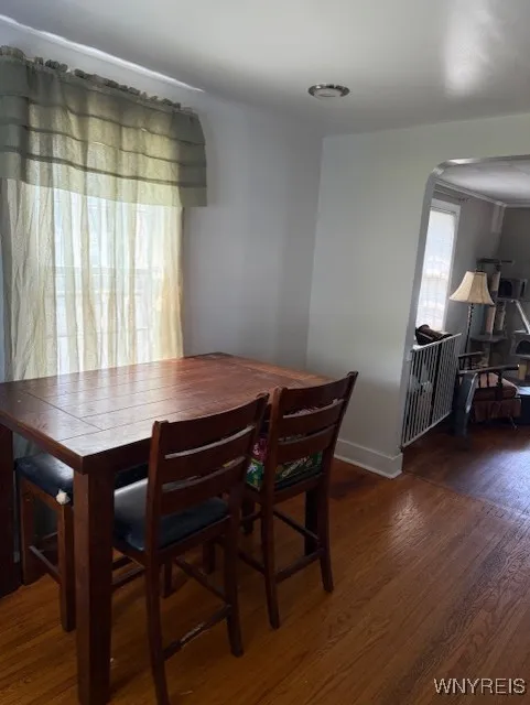 Wood floors in dining room