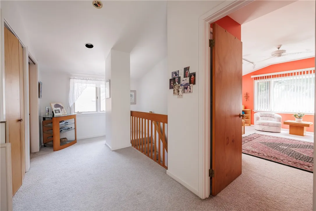 Spacious hallway/landing upstairs with ample closet space. You can put one or two dressers or a desk.