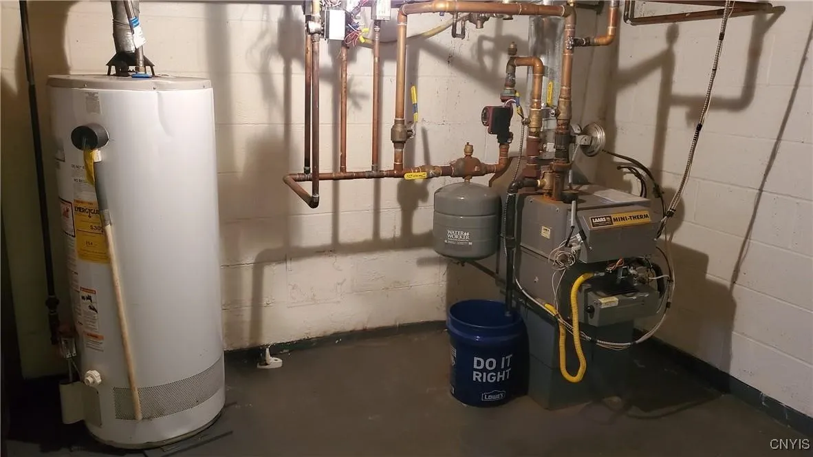      Gas boiler and gas, hot water heater.