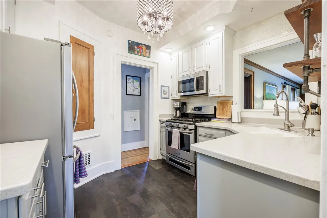 Modern kitchen with solid surface counters