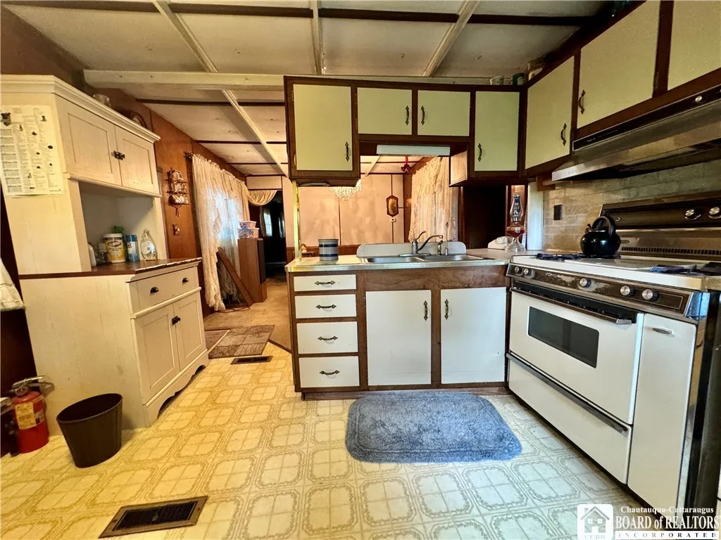 kitchen looking into dining or living room