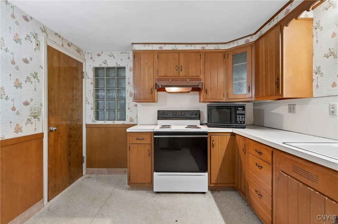 Access the basement and garage from the kitchen.