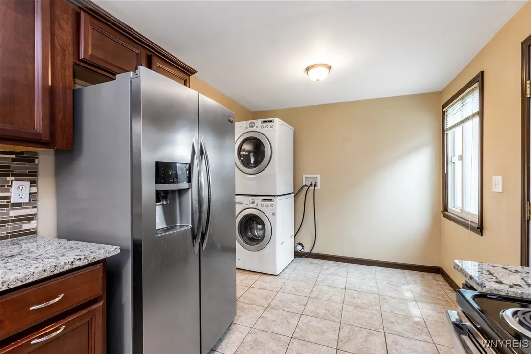 Granite countertops and stainless steel appliances are timeless!