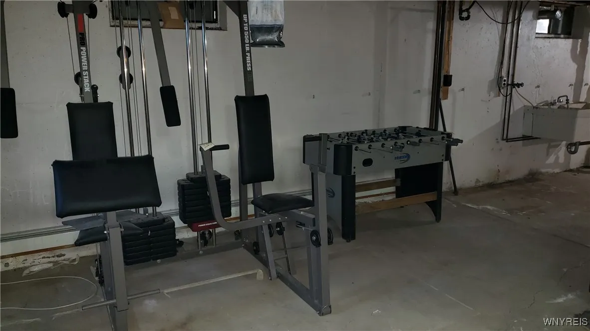 the exercise equipment stays with the house along with the foos ball table